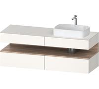 Duravit Qatego Meuble sous-lavabo avec console, 2 tiroirs, 2 tiroirs, découpe à droite, 1600x550x600mm, niche en chêne marbré, QA4778055840000, Couleur: Blanc Supermatt