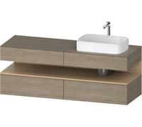 Duravit Qatego Meuble sous-lavabo avec console, 2 tiroirs, 2 tiroirs, découpe à droite, 1600x550x600mm, niche en chêne naturel, QA4778030350010, Couleur: ChÃªne Terra/avec Ã©clairage de niche