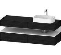 Duravit Qatego Meuble sous-lavabo avec console, 2 tiroirs, 2 tiroirs, découpe à droite, 1600x550x600mm, niche blanc mat, QA4778018160010, Couleur: ChÃªne noir/avec Ã©clairage de niche