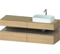 Duravit Qatego Meuble sous-lavabo avec console, 2 tiroirs, 2 tiroirs, découpe à droite, 1600x550x600mm, niche en chêne marbré, QA4778055300000, Couleur: Chêne Nature