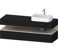 Duravit Qatego Meuble sous-lavabo avec console, 2 tiroirs, 2 tiroirs, découpe à droite, 1600x550x600mm, niche taupe mat, QA4778091160010, Couleur: ChÃªne noir/avec Ã©clairage de niche