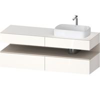 Duravit Qatego Meuble sous-lavabo avec console, 2 tiroirs, 2 tiroirs, découpe à droite, 1600x550x600mm, niche Taupe Supermatt, QA4778083220010, Couleur: Blanc brillant/avec Ã©clairage de niche