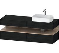 Duravit Qatego Meuble sous-lavabo avec console, 2 tiroirs, 2 tiroirs, découpe à droite, 1600x550x600mm, niche en chêne marbré, QA4778055160010, Couleur: ChÃªne noir/avec Ã©clairage de niche