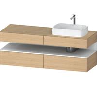 Duravit Qatego Meuble sous-lavabo avec console, 2 tiroirs, 2 tiroirs, découpe à droite, 1600x550x600mm, niche blanc mat, QA4778018300010, Couleur: ChÃªne naturel/avec Ã©clairage de niche