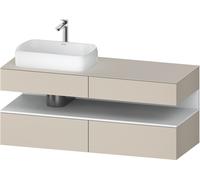 Duravit Qatego Meuble sous-lavabo avec console, 2 tiroirs, 2 tiroirs, découpe à gauche, 1400x550x600mm, niche blanc mat, QA4765018830000, Couleur: taupe supermatt