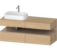 Duravit Qatego Meuble sous-lavabo avec console, 2 tiroirs, 2 tiroirs, découpe à gauche, 1400x550x600mm, niche en chêne marbré, QA4765055300000, Couleur: Chêne Nature