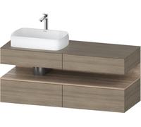 Duravit Qatego Meuble sous-lavabo avec console, 2 tiroirs, 2 tiroirs, découpe à gauche, 1400x550x600mm, niche en chêne marbré, QA4765055350000, Couleur: Chêne Terra