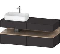 Duravit Qatego Meuble sous-lavabo avec console, 2 tiroirs, 2 tiroirs, découpe à gauche, 1400x550x600mm, niche en chêne marbré, QA4765055800000, Couleur: supermatt en graphite