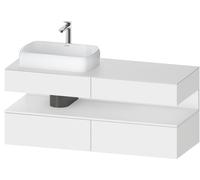 Duravit Qatego Meuble sous-lavabo avec console, 2 tiroirs, 2 tiroirs, découpe à gauche, 1400x550x600mm, niche blanc mat, QA4765018180010, Couleur: Blanc mat/avec Ã©clairage de niche