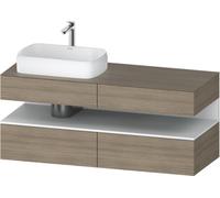 Duravit Qatego Meuble sous-lavabo avec console, 2 tiroirs, 2 tiroirs, découpe à gauche, 1400x550x600mm, niche blanc mat, QA4765018350010, Couleur: ChÃªne Terra/avec Ã©clairage de niche