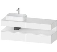 Duravit Qatego Meuble sous-lavabo avec console, 2 tiroirs, 2 tiroirs, découpe à gauche, 1600x550x600mm, niche blanc mat, QA4777018180010, Couleur: Blanc mat/avec Ã©clairage de niche