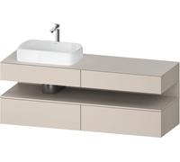 Duravit Qatego Meuble sous-lavabo avec console, 2 tiroirs, 2 tiroirs, découpe à gauche, 1600x550x600mm, niche taupe mat, QA4777091910010, Couleur: Taupe mat/avec Ã©clairage de niche
