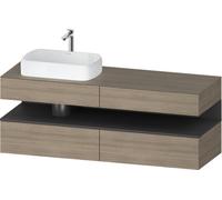 Duravit Qatego Meuble sous-lavabo avec console, 2 tiroirs, 2 tiroirs, découpe à gauche, 1600x550x600mm, niche graphite mat, QA4777049350000, Couleur: Chêne Terra