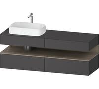 Duravit Qatego Meuble sous-lavabo avec console, 2 tiroirs, 2 tiroirs, découpe à gauche, 1600x550x600mm, niche chêne terra, QA4777035490010, Couleur: Graphite mat/avec Ã©clairage de niche