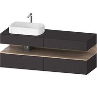 Duravit Qatego Meuble sous-lavabo avec console, 2 tiroirs, 2 tiroirs, découpe à gauche, 1600x550x600mm, niche en chêne marbré, QA4777055800010, Couleur: Graphite supermat/avec Ã©clairage de niche