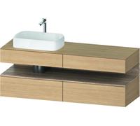 Duravit Qatego Meuble sous-lavabo avec console, 2 tiroirs, 2 tiroirs, découpe à gauche, 1600x550x600mm, niche en chêne marbré, QA4777055300000, Couleur: Chêne Nature