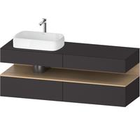 Duravit Qatego Meuble sous-lavabo avec console, 2 tiroirs, 2 tiroirs, découpe à gauche, 1600x550x600mm, niche en chêne naturel, QA4777030800000, Couleur: supermatt en graphite