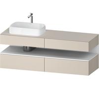 Duravit Qatego Meuble sous-lavabo avec console, 2 tiroirs, 2 tiroirs, découpe à gauche, 1600x550x600mm, niche blanc mat, QA4777018830000, Couleur: taupe supermatt