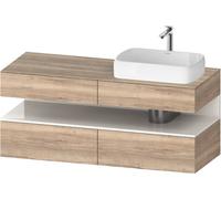 Duravit Qatego Meuble sous-lavabo en console, 2 tiroirs, 2 tiroirs, découpe à droite, 1400x550x600mm, niche blanc brillant, QA4766022550000, Couleur: ChÃªne marbrÃ©