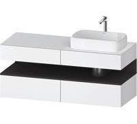 Duravit Qatego Meuble sous-lavabo en console, 2 tiroirs, 2 tiroirs, découpe à droite, 1400x550x600mm, niche graphite supermatt, QA4766080180000, Couleur: Blanc Mat