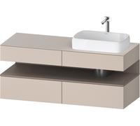 Duravit Qatego Meuble sous-lavabo en console, 2 tiroirs, 2 tiroirs, découpe à droite, 1400x550x600mm, niche basalte mat, QA4766043910010, Couleur: Taupe mat/avec Ã©clairage de niche