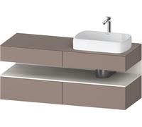 Duravit Qatego Meuble sous-lavabo en console, 2 tiroirs, 2 tiroirs, découpe à droite, 1400x550x600mm, niche blanc supermat, QA4766084430000, Couleur: Basalte mat