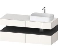 Duravit Qatego Meuble sous-lavabo en console, 2 tiroirs, 2 tiroirs, découpe à droite, 1400x550x600mm, niche graphite mat, QA4766049220010, Couleur: Blanc brillant/avec Ã©clairage de niche