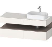 Duravit Qatego Meuble sous-lavabo en console, 2 tiroirs, 2 tiroirs, découpe à droite, 1400x550x600mm, niche basalte mat, QA4766043840000, Couleur: Blanc Supermatt