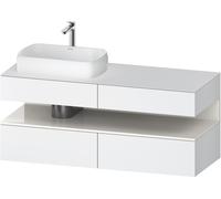 Duravit Qatego Meuble sous-lavabo en console, 2 tiroirs, 2 tiroirs, découpe à gauche, 1400x550x600mm, niche blanc brillant, QA4765022180010, Couleur: Blanc mat/avec Ã©clairage de niche
