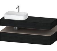 Duravit Qatego Meuble sous-lavabo en console, 2 tiroirs, 2 tiroirs, découpe à gauche, 1400x550x600mm, niche basalte mat, QA4765043160000, Couleur: Chêne Noir