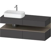 Duravit Qatego Meuble sous-lavabo en console, 2 tiroirs, 2 tiroirs, découpe à gauche, 1400x550x600mm, niche chêne terra, QA4765035490000, Couleur: Graphite mat