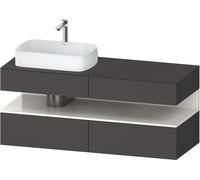 Duravit Qatego Meuble sous-lavabo en console, 2 tiroirs, 2 tiroirs, découpe à gauche, 1400x550x600mm, niche blanc brillant, QA4765022490010, Couleur: Graphite mat/avec Ã©clairage de niche