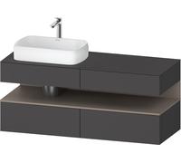 Duravit Qatego Meuble sous-lavabo en console, 2 tiroirs, 2 tiroirs, découpe à gauche, 1400x550x600mm, niche basalte mat, QA4765043490000, Couleur: Graphite mat