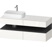 Duravit Qatego Meuble sous-lavabo en console, 2 tiroirs, 2 tiroirs, découpe à gauche, 1400x550x600mm, niche graphite mat, QA4765049220000, Couleur: Blanc brillant