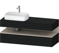 Duravit Qatego Meuble sous-lavabo en console, 2 tiroirs, 2 tiroirs, découpe à gauche, 1400x550x600mm, niche Taupe Supermatt, QA4765083160000, Couleur: Chêne Noir