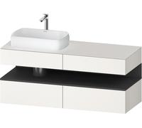 Duravit Qatego Meuble sous-lavabo en console, 2 tiroirs, 2 tiroirs, découpe à gauche, 1400x550x600mm, niche graphite mat, QA4765049840000, Couleur: Blanc Supermatt
