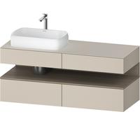 Duravit Qatego Meuble sous-lavabo en console, 2 tiroirs, 2 tiroirs, découpe à gauche, 1400x550x600mm, niche chêne terra, QA4765035830000, Couleur: taupe supermatt