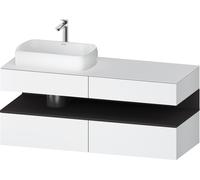 Duravit Qatego Meuble sous-lavabo en console, 2 tiroirs, 2 tiroirs, découpe à gauche, 1400x550x600mm, niche graphite supermatt, QA4765080180010, Couleur: Blanc mat/avec Ã©clairage de niche