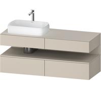 Duravit Qatego Meuble sous-lavabo en console, 2 tiroirs, 2 tiroirs, découpe à gauche, 1400x550x600mm, niche Taupe Supermatt, QA4765083830000, Couleur: taupe supermatt