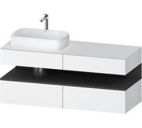 Duravit Qatego Meuble sous-lavabo en console, 2 tiroirs, 2 tiroirs, découpe à gauche, 1400x550x600mm, niche graphite mat, QA4765049180010, Couleur: Blanc mat/avec Ã©clairage de niche