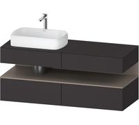 Duravit Qatego Meuble sous-lavabo en console, 2 tiroirs, 2 tiroirs, découpe à gauche, 1400x550x600mm, niche basalte mat, QA4765043800000, Couleur: supermatt en graphite
