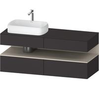 Duravit Qatego Meuble sous-lavabo en console, 2 tiroirs, 2 tiroirs, découpe à gauche, 1400x550x600mm, niche Taupe Supermatt, QA4765083800010, Couleur: Graphite supermat/avec Ã©clairage de niche