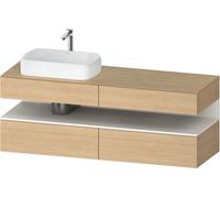Duravit Qatego Meuble sous-lavabo en console, 2 tiroirs, 2 tiroirs, découpe à gauche, 1600x550x600mm, niche blanc supermat, QA4777084300000, Couleur: Chêne Nature