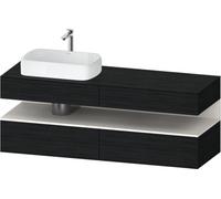 Duravit Qatego Meuble sous-lavabo en console, 2 tiroirs, 2 tiroirs, découpe à gauche, 1600x550x600mm, niche blanc supermat, QA4777084160000, Couleur: Chêne Noir