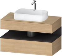 Duravit Qatego Meuble sous-lavabo sur console, 1 tiroir, 1 tiroir, découpe au centre, 1000x550x600mm, niche graphite supermat, QA4731080300000, Couleur: Chêne Nature