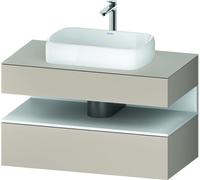 Duravit Qatego Meuble sous-lavabo sur console, 1 tiroir, 1 tiroir, découpe au centre, 1000x550x600mm, niche blanc mat, QA4731018910000, Couleur: Taupe mat