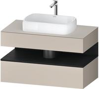 Duravit Qatego Meuble sous-lavabo sur console, 1 tiroir, 1 tiroir, découpe au centre, 1000x550x600mm, niche chêne noir, QA4731016910000, Couleur: Taupe mat