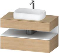 Duravit Qatego Meuble sous-lavabo sur console, 1 tiroir, 1 tiroir, découpe au centre, 1000x550x600mm, niche blanc mat, QA4731018300000, Couleur: Chêne Nature