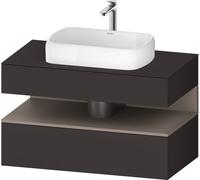 Duravit Qatego Meuble sous-lavabo sur console, 1 tiroir, 1 tiroir, découpe au centre, 1000x550x600mm, niche basalte mat, QA4731043800010, Couleur: Graphite supermat/avec Ã©clairage de niche