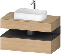Duravit Qatego Meuble sous-lavabo sur console, 1 tiroir, 1 tiroir, découpe au centre, 1000x550x600mm, niche graphite mat, QA4731049300000, Couleur: Chêne Nature